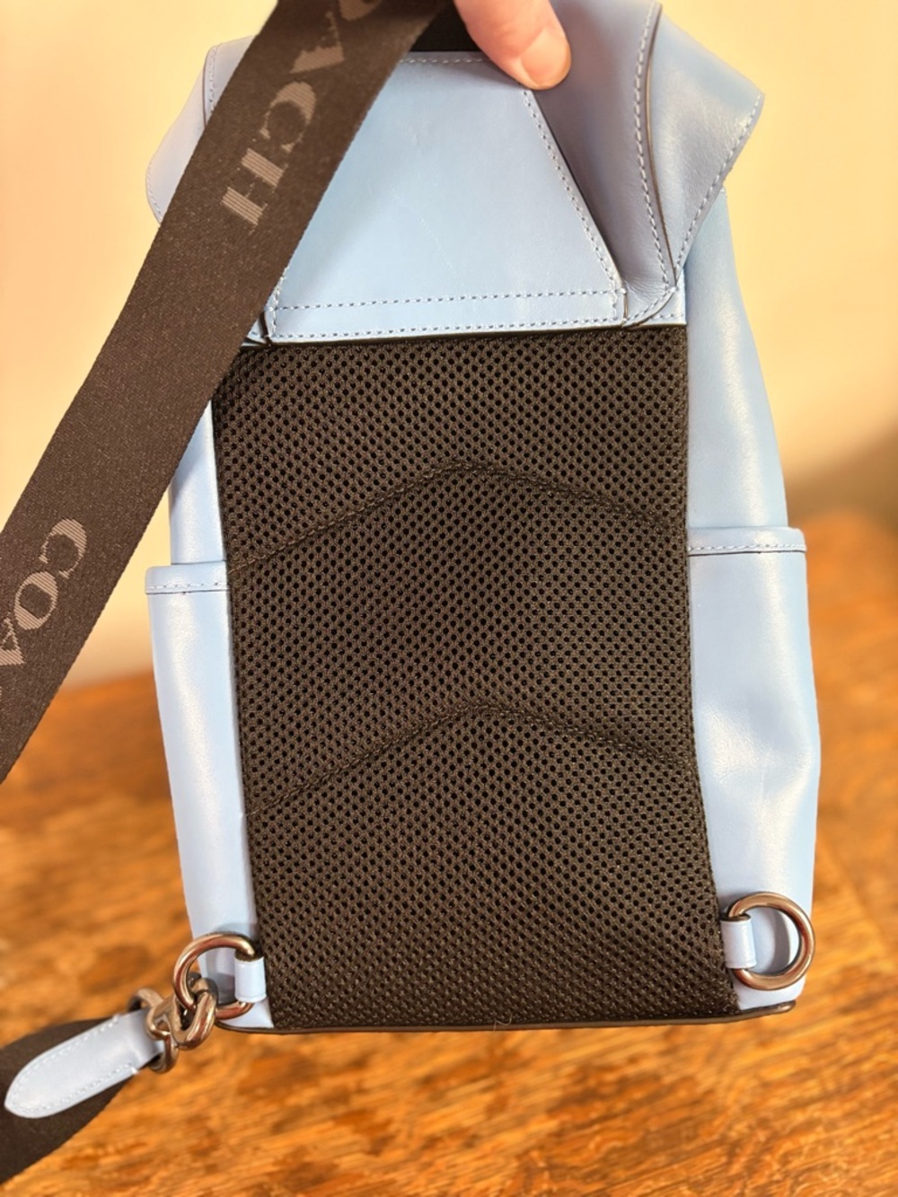 COACH Sky Blue Leather Racer Pack Sling Bag - Picture 3 of 4
